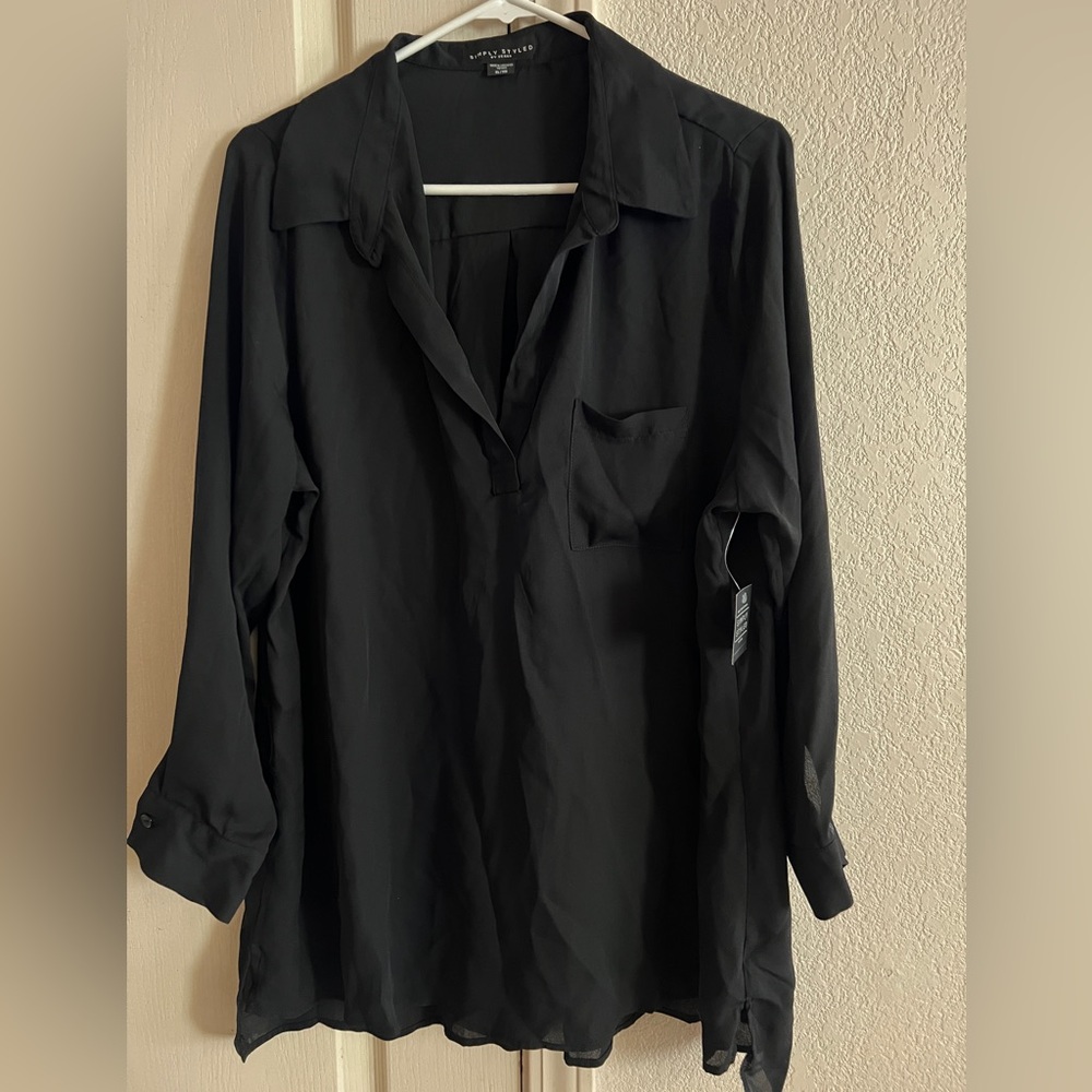 Black 3/4 sleeve. V neck shirt. One pocket brand new